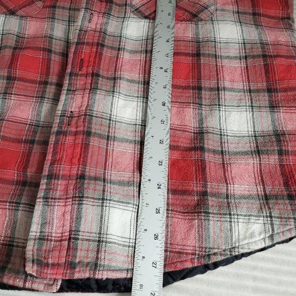 St Johns Bay Plaid Jacket Mens Large Red/White/Black Quilt Lined Shacket - Picture 7 of 8